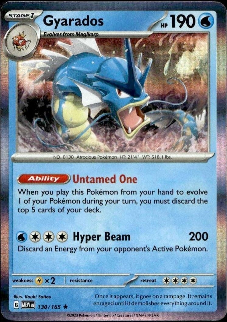 Gyarados 2023 Pokémon 151 #130/165 Pokémon Card - Front 2023 Pokémon 151 Gyarados #130/165 Pokémon card front