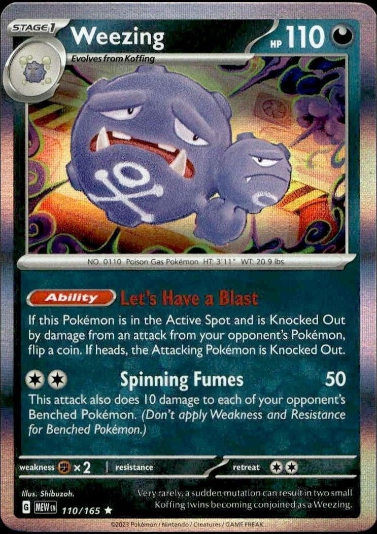 Weezing 2023 Pokémon 151 #110/165 Pokémon Card - Front 2023 Pokémon 151 Weezing #110/165 Pokémon card front