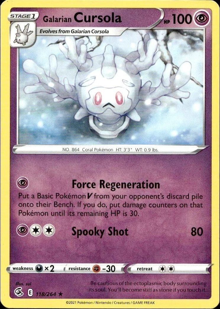 2021 Pokémon Fusion Strike Galarian Cursola #118/264 trading card