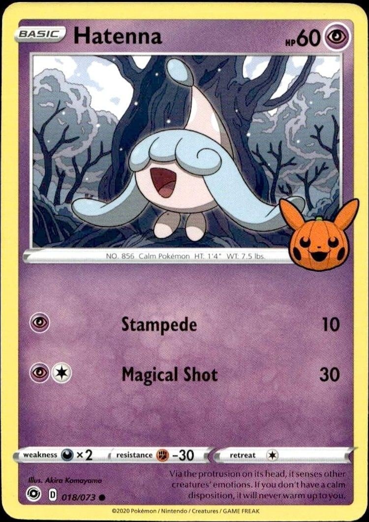 Hatenna 2022 Pokémon Champion's Path #018/073 Pokémon Card - Front 2022 Pokémon Champion's Path Hatenna #018/073 Pokémon card front