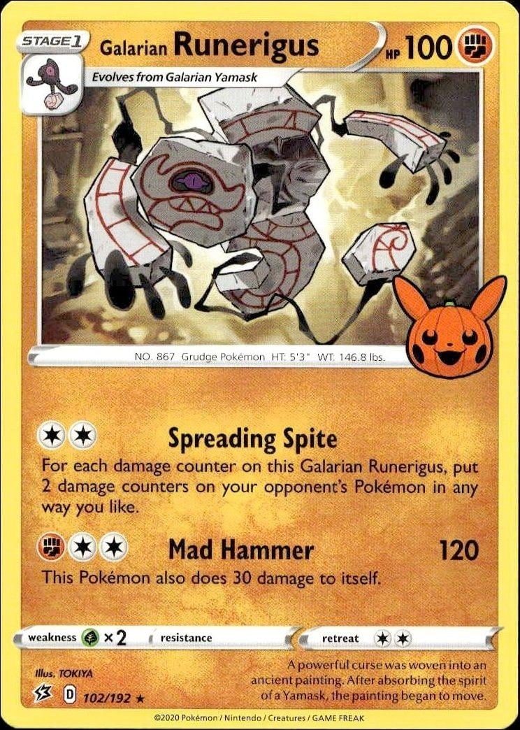 Galarian Runerigus 2023 Pokémon Rebel Clash #102/192 Pokémon Card - Front 2023 Pokémon Rebel Clash Galarian Runerigus #102/192 Pokémon card front