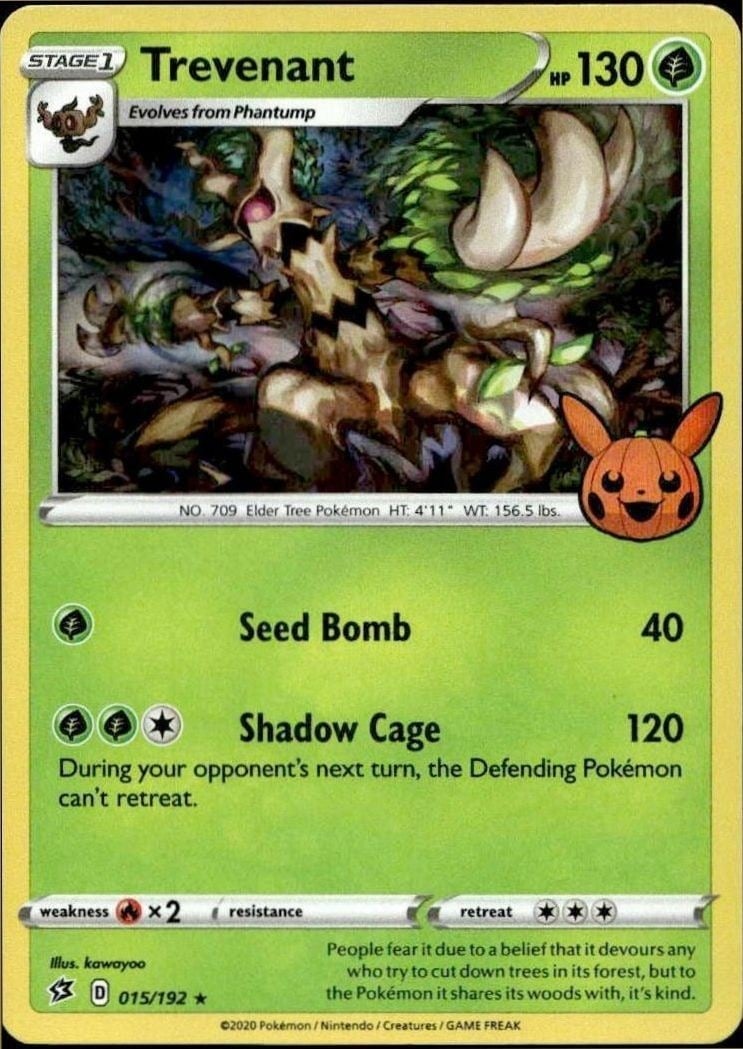 Trevenant 2022 Pokémon Rebel Clash #015/192 Pokémon Card - Front 2022 Pokémon Rebel Clash Trevenant #015/192 Pokémon card front