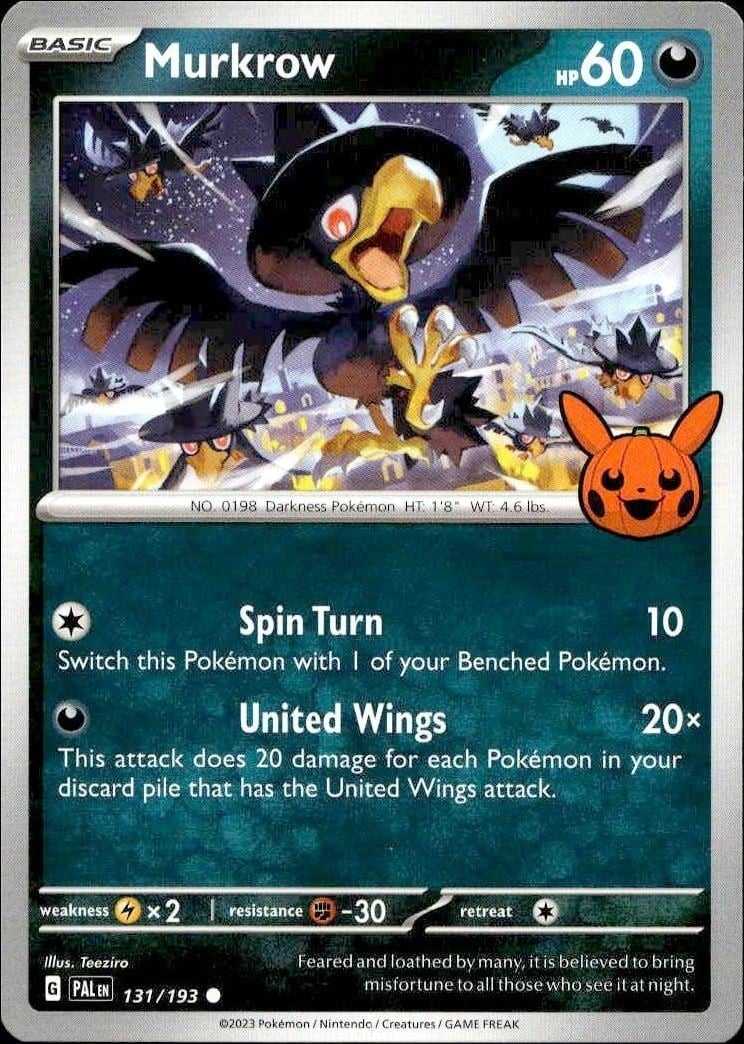 Murkrow 2023 Pokémon Paldea Evolved #131/193 Pokémon Card - Front 2023 Pokémon Paldea Evolved Murkrow #131/193 Pokémon card front