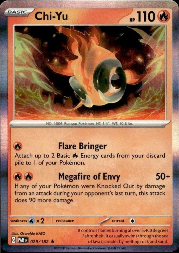 Chi-Yu 2023 Pokémon Paradox Rift #029/182 Pokémon Card - Front 2023 Pokémon Paradox Rift Chi-Yu #029/182 Pokémon card front