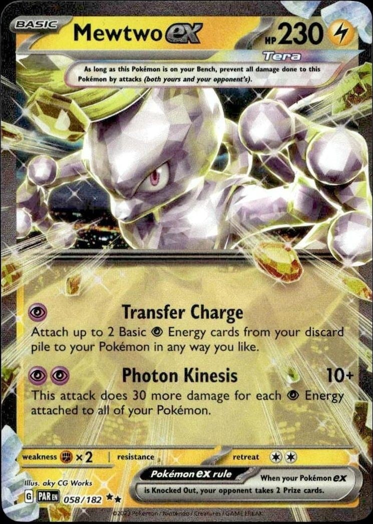 2023 Pokémon Paradox Rift Mewtwo ex #058/182 trading card