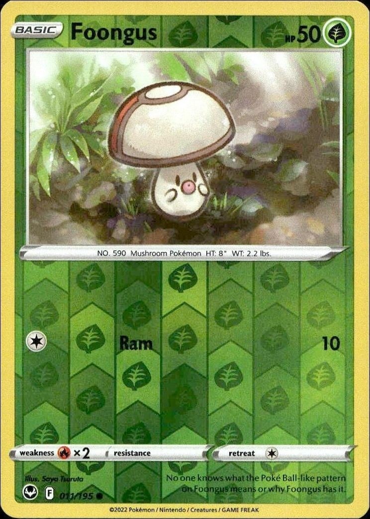 2022 Pokémon Silver Tempest Foongus #011/195 trading card