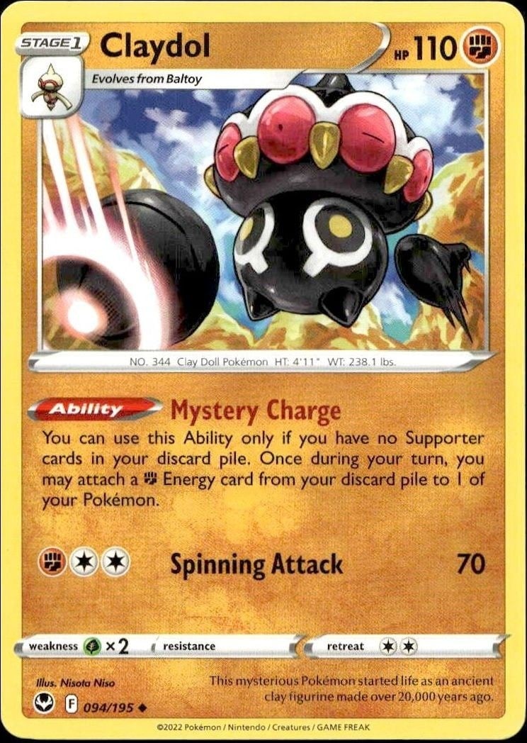 2022 Pokémon Silver Tempest Claydol #094/195 trading card