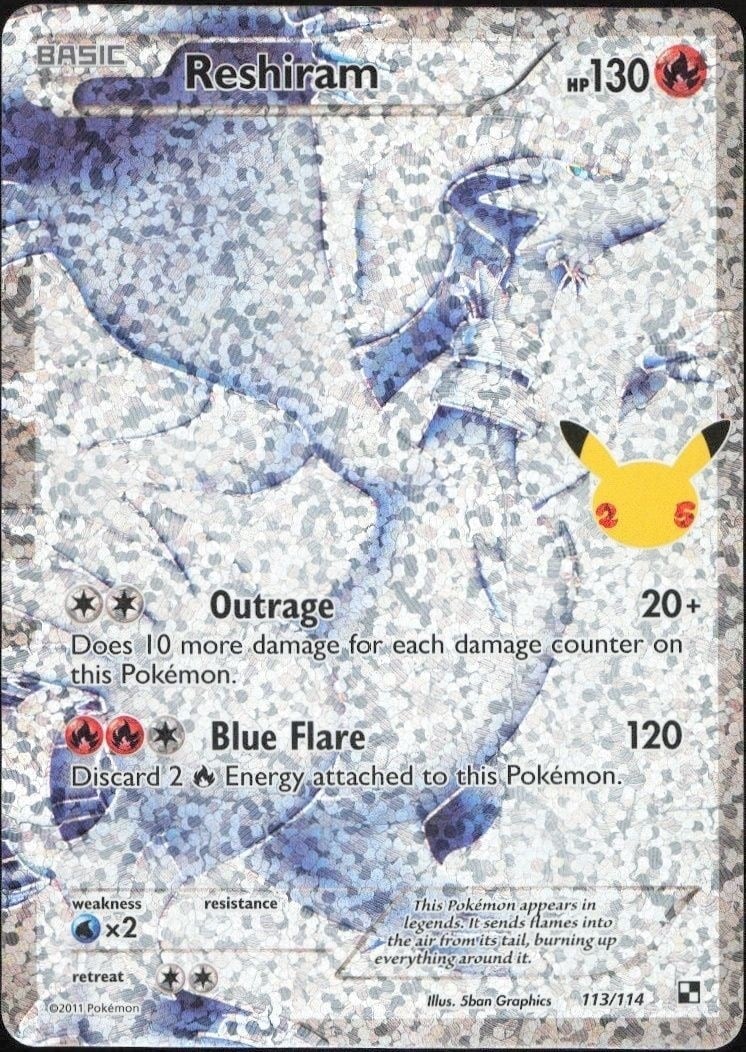 2013 Pokémon Celebrations Reshiram #113/114 trading card