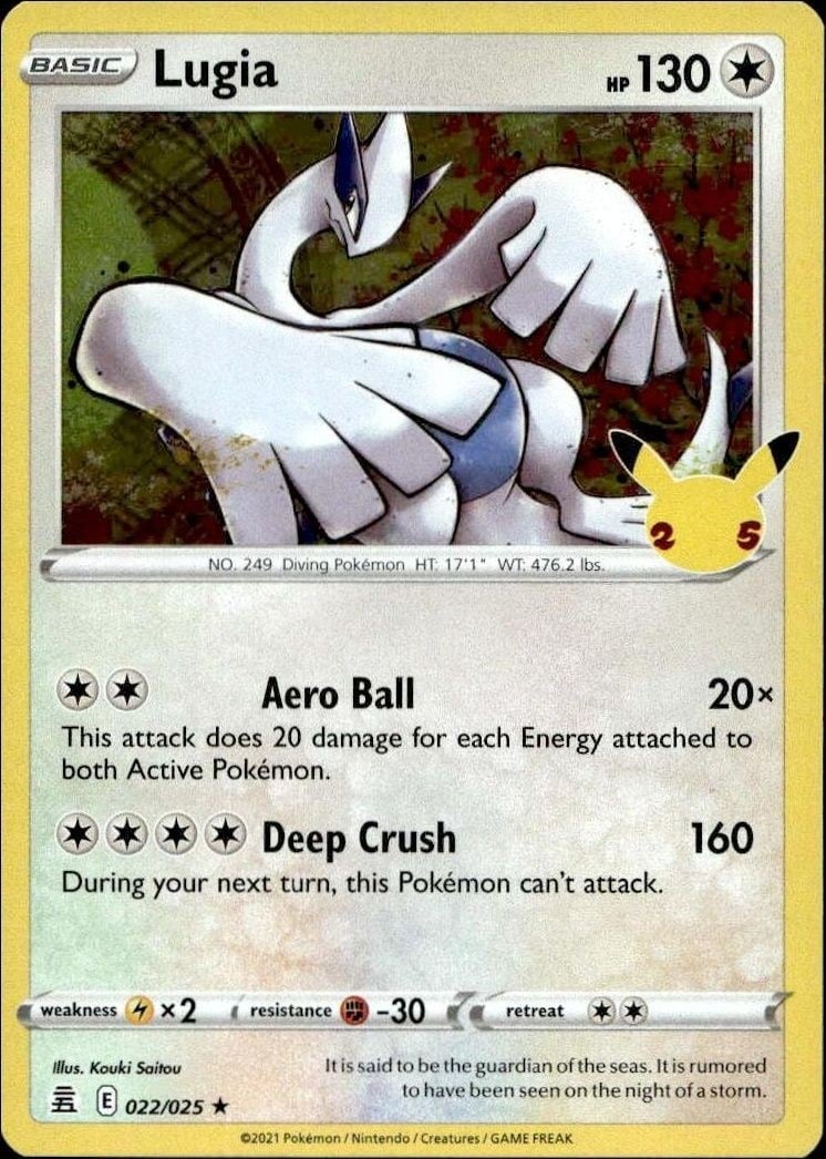 2021 Pokémon Celebrations Lugia #022/025 trading card