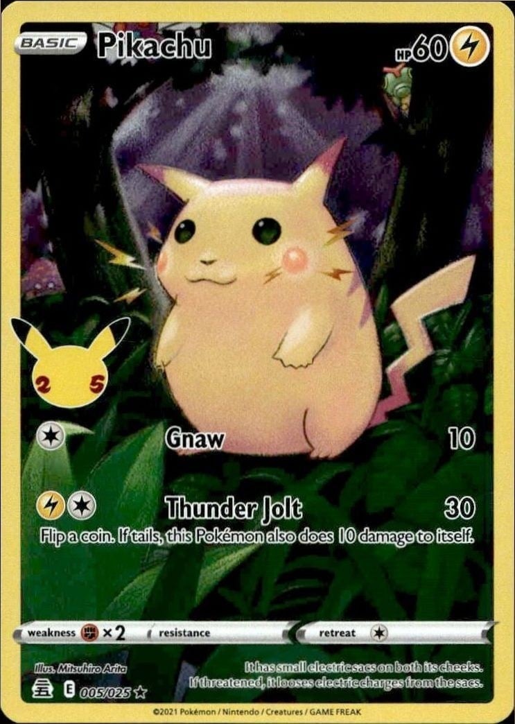 2021 Pokémon Celebrations Pikachu #005/025 trading card