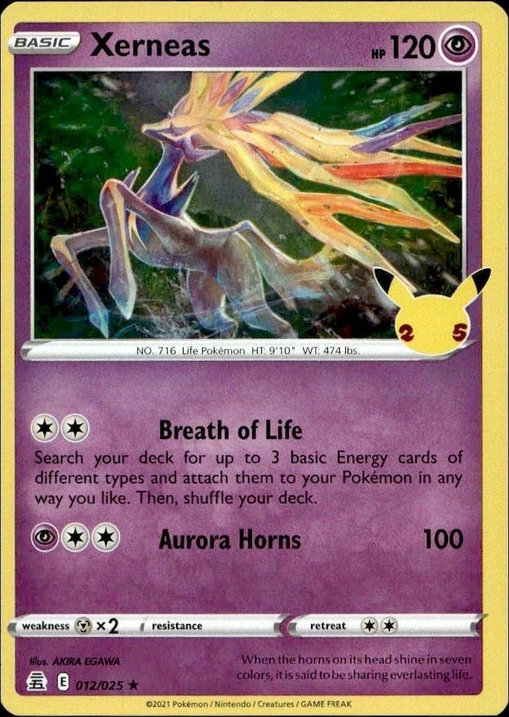 2021 Pokémon Celebrations Xerneas #012/025 trading card