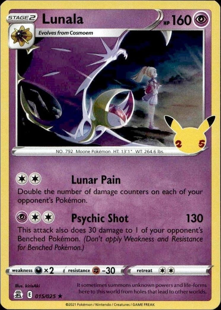 2021 Pokémon Celebrations Lunala #015/025 trading card
