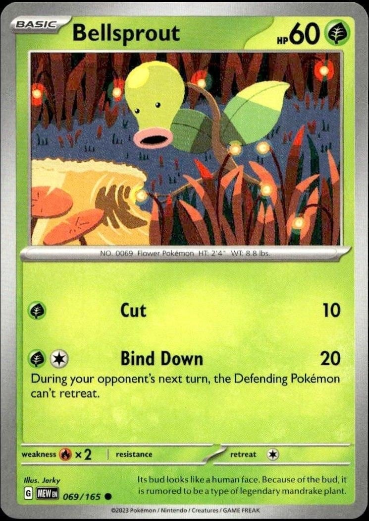 Bellsprout 2023 Pokémon 151 #069/165 Pokémon Card - Front 2023 Pokémon 151 Bellsprout #069/165 Pokémon card front