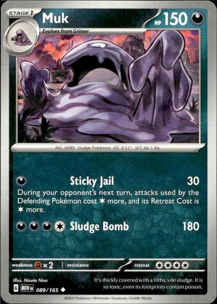 Muk 2023 Pokémon 151 #089/165 Pokémon Card - Front 2023 Pokémon 151 Muk #089/165 Pokémon card front