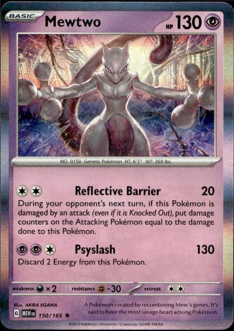 2023 Pokémon 151 Mewtwo #150/165 trading card