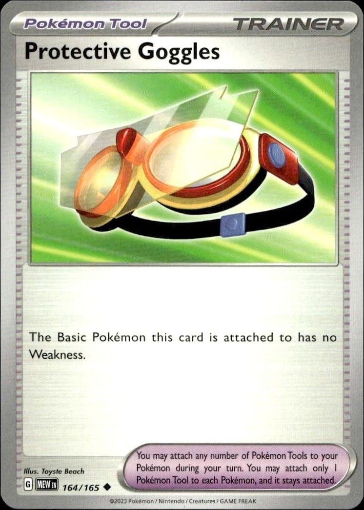 Protective Goggles 2023 Pokémon 151 #164/165 Pokémon Card - Front 2023 Pokémon 151 Protective Goggles #164/165 Pokémon card front