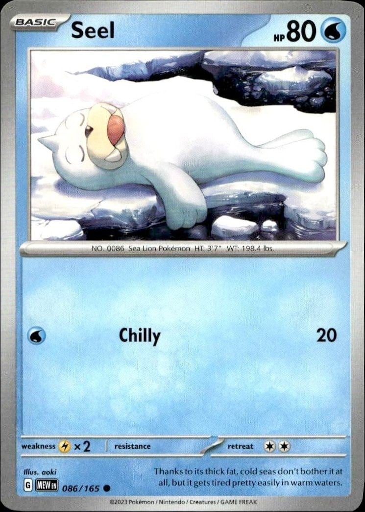 Seel 2023 Pokémon 151 #086/165 Pokémon Card - Front 2023 Pokémon 151 Seel #086/165 Pokémon card front