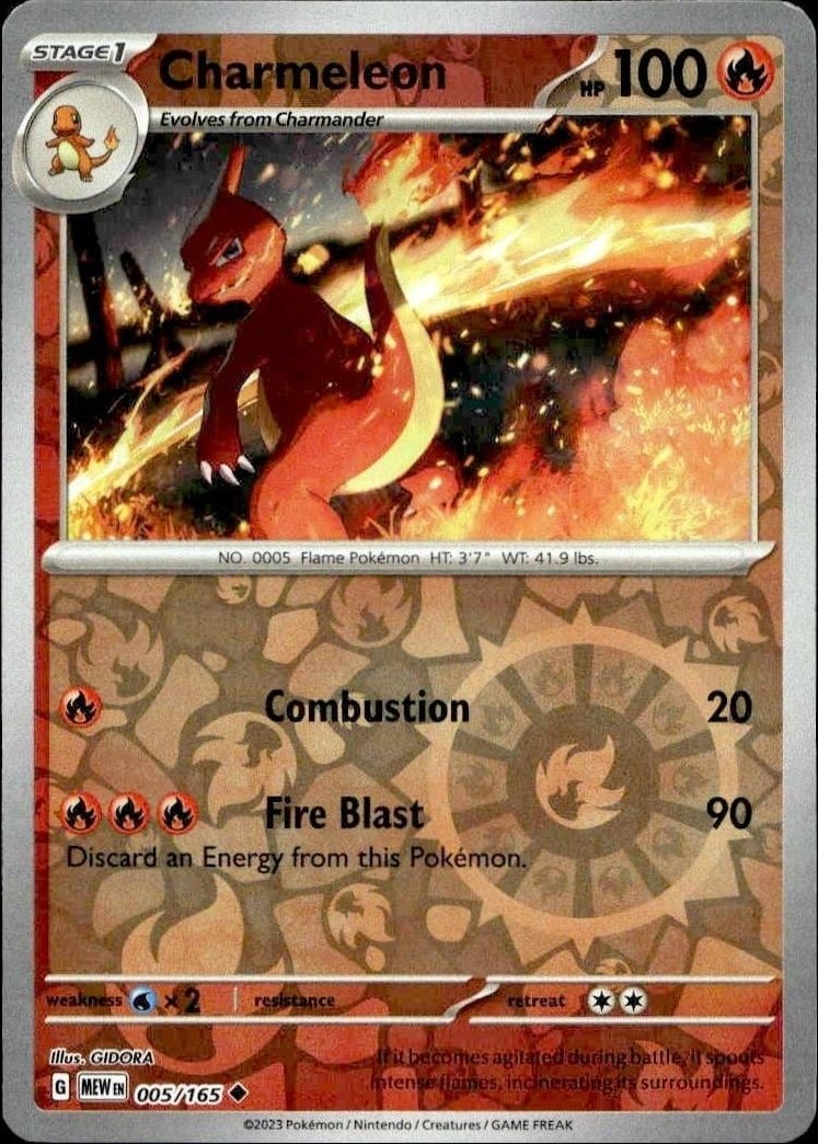 Charmeleon 2023 Pokémon 151 #005/165 Pokémon Card - Front 2023 Pokémon 151 Charmeleon #005/165 Pokémon card front