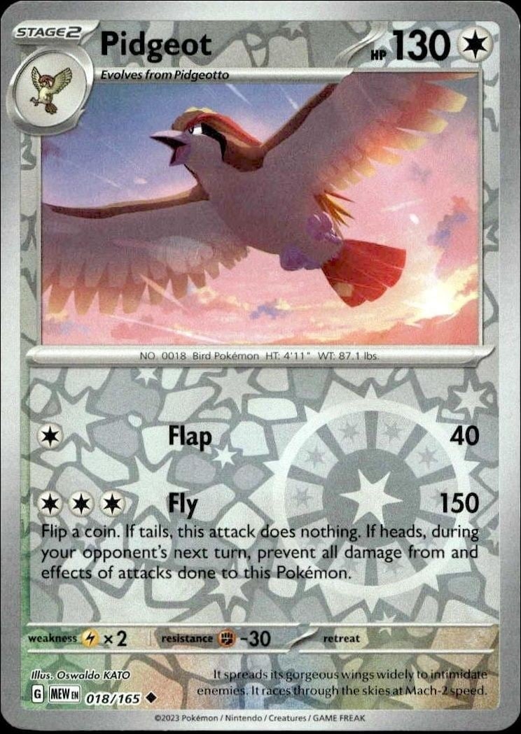 Pidgeot 2023 Pokémon 151 #018/165 Pokémon Card - Front 2023 Pokémon 151 Pidgeot #018/165 Pokémon card front