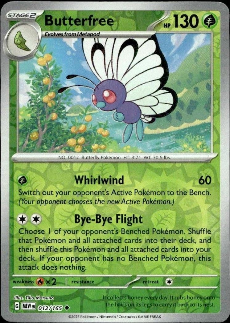 Butterfree 2023 Pokémon 151 #012/165 Pokémon Card - Front 2023 Pokémon 151 Butterfree #012/165 Pokémon card front