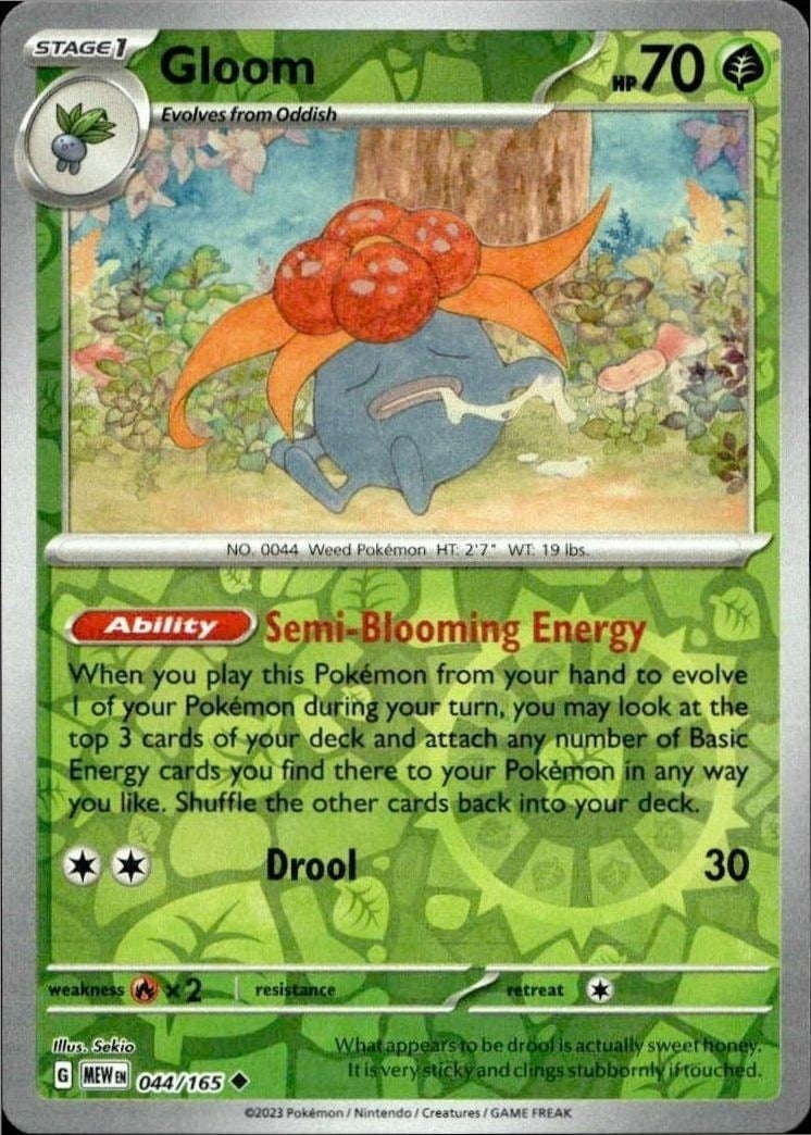 Gloom 2023 Pokémon 151 #044/165 Pokémon Card - Front 2023 Pokémon 151 Gloom #044/165 Pokémon card front