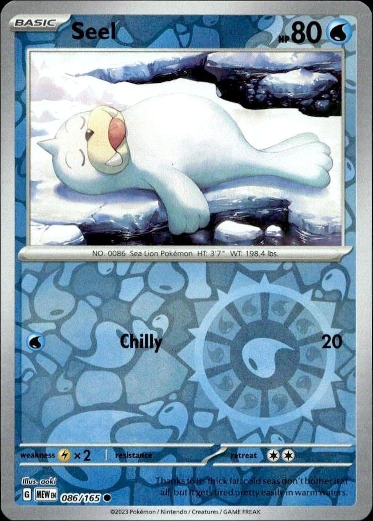 2023 Pokémon 151 Seel #086/165 trading card