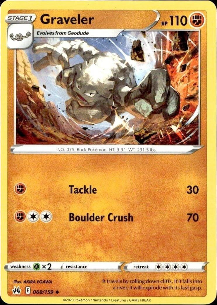 Graveler 2023 Pokémon Crown Zenith #068/159 Pokémon Card - Front 2023 Pokémon Crown Zenith Graveler #068/159 Pokémon card front