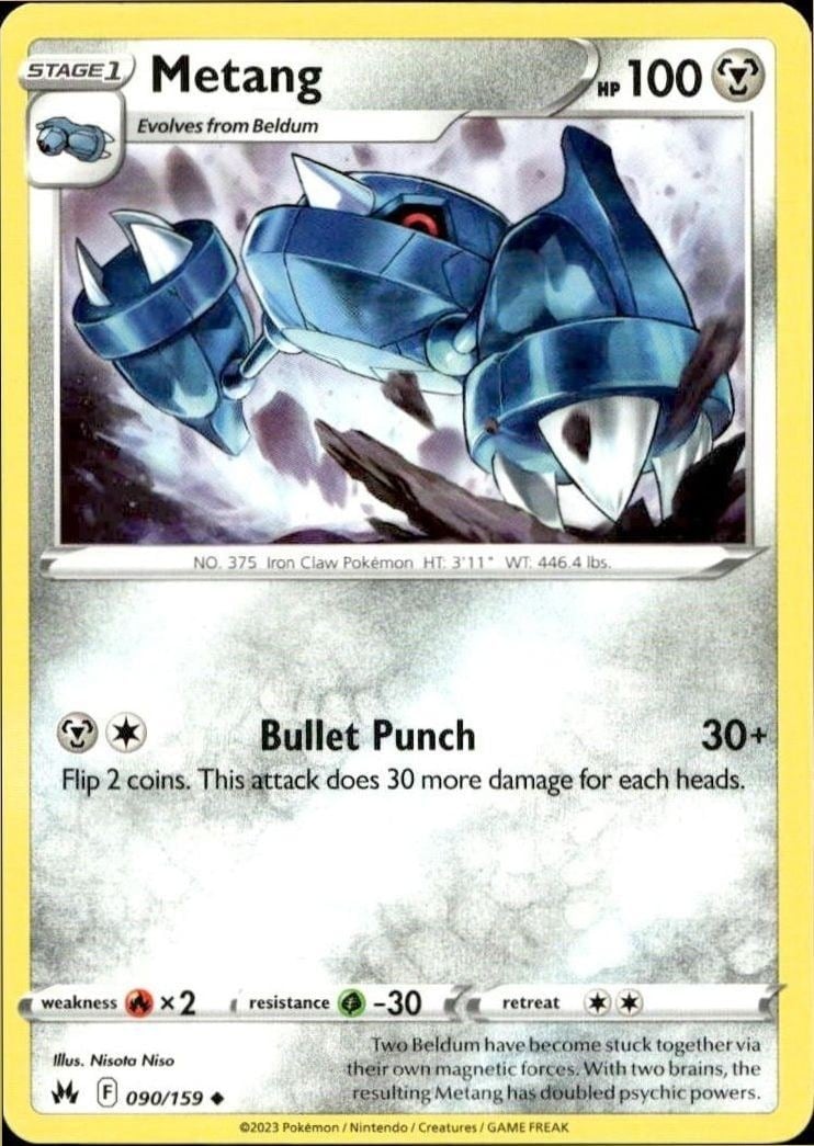 Metang 2023 Pokémon Crown Zenith #090/159 Pokémon Card - Front 2023 Pokémon Crown Zenith Metang #090/159 Pokémon card front