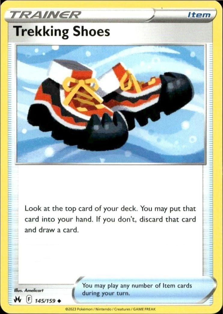 Trekking Shoes 2023 Pokémon Crown Zenith #145/159 Pokémon Card - Front 2023 Pokémon Crown Zenith Trekking Shoes #145/159 Pokémon card front