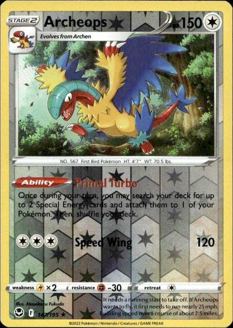 2022 Pokémon Silver Tempest Archeops #147/195 trading card