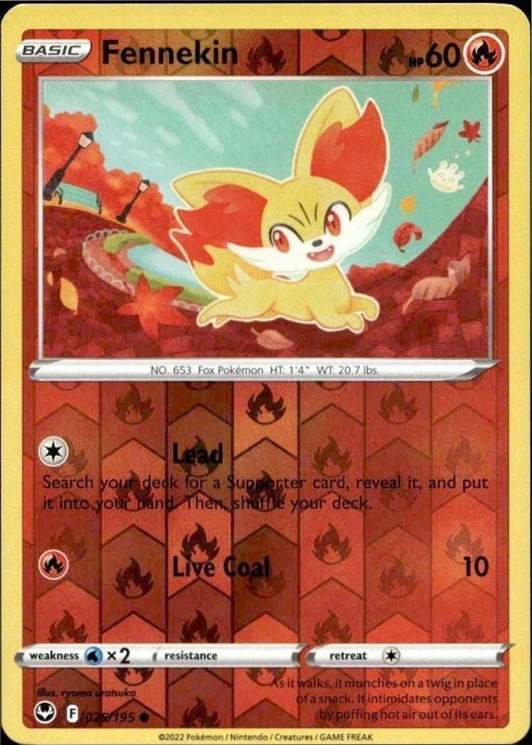 2022 Pokémon Silver Tempest Fennekin #025/195 trading card