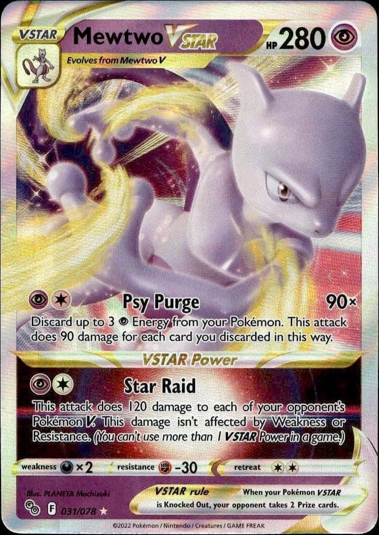 2022 Pokémon Go Mewtwo Vstar #031/078 trading card