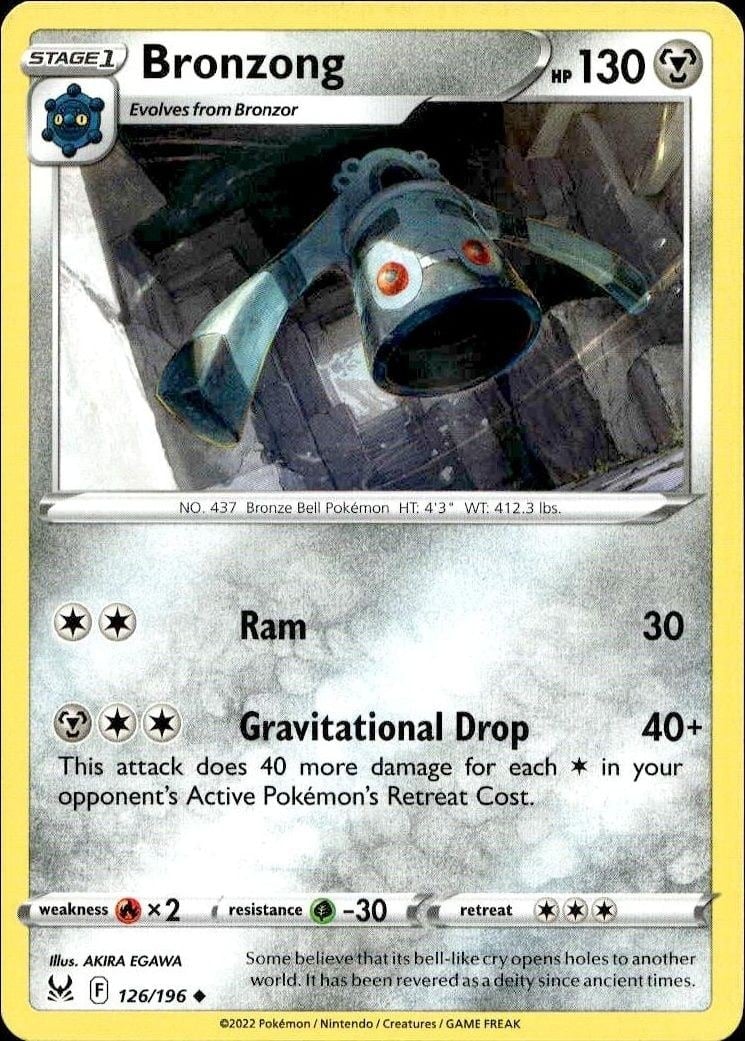 2022 Pokémon Lost Origin Bronzong #126/196 trading card