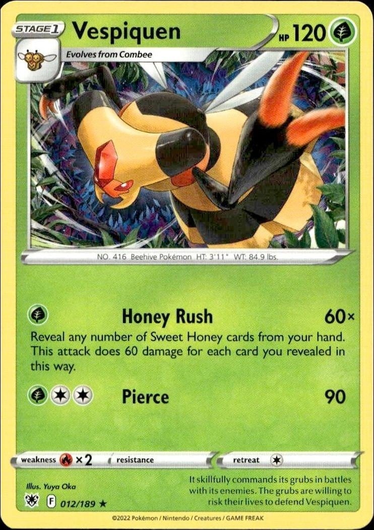 2022 Pokémon Astral Radiance Vespiquen #012/189 trading card