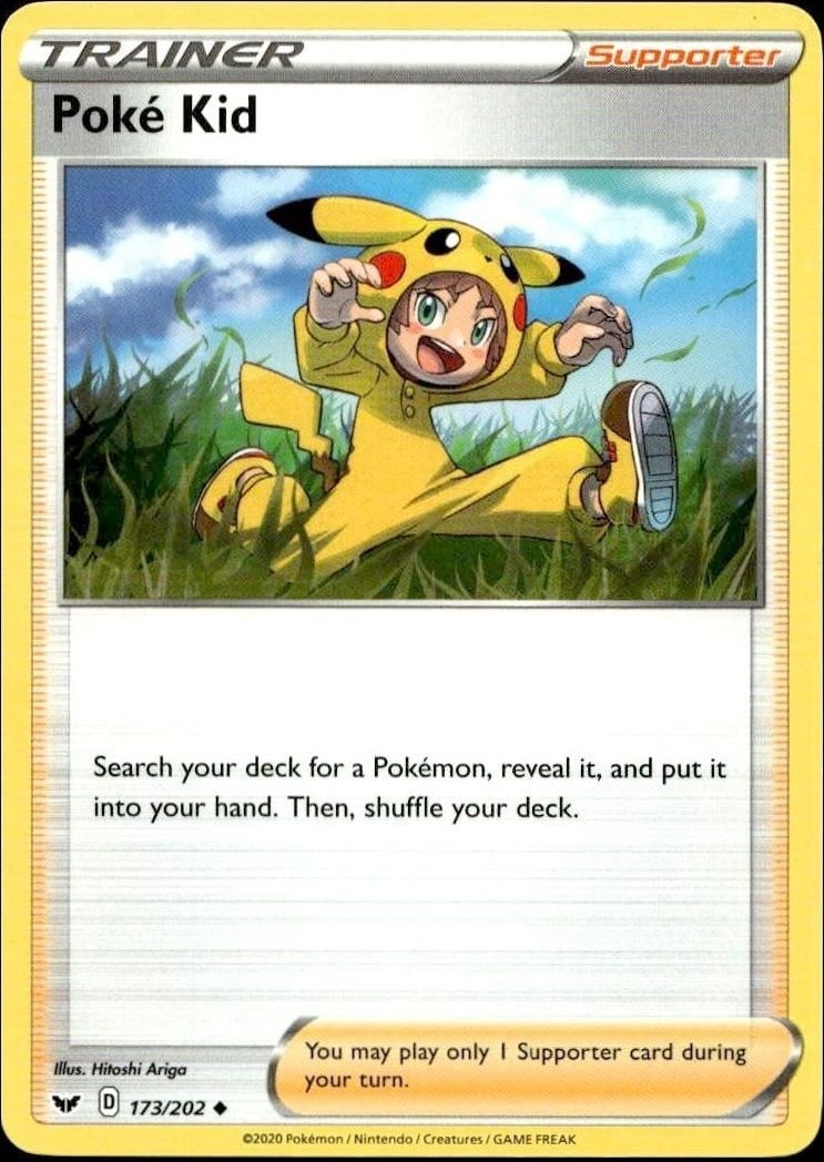 Poké Kid 2020 Pokémon Sword & Shield #173/202 Pokémon Card - Front 2020 Pokémon Sword & Shield Poké Kid #173/202 Pokémon card front