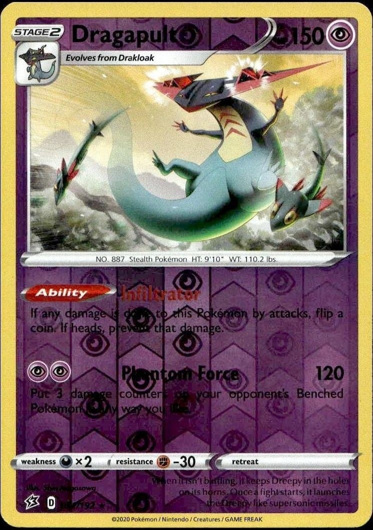 Dragapult 2020 Pokémon Rebel Clash #091/192 Pokémon Card - Front 2020 Pokémon Rebel Clash Dragapult #091/192 Pokémon card front