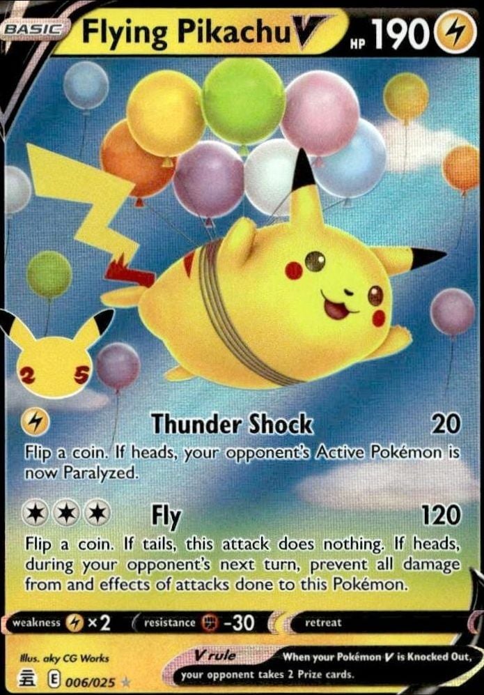 2021 Pokémon Celebrations Flying Pikachu V #006/025 trading card