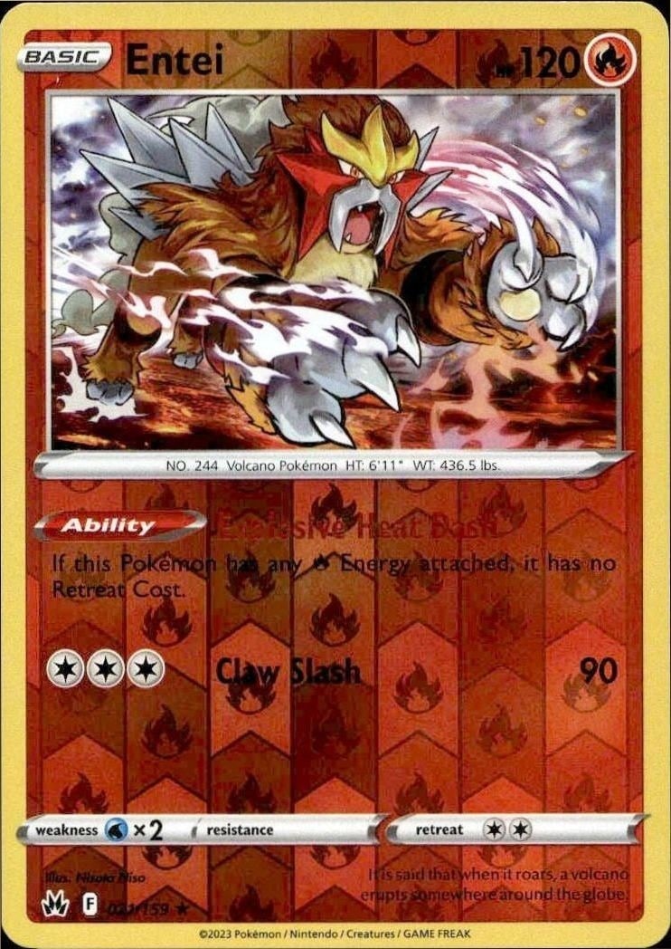 Entei 2023 Pokémon Crown Zenith #021/159 Pokémon Card - Front 2023 Pokémon Crown Zenith Entei #023/159 Pokémon card front