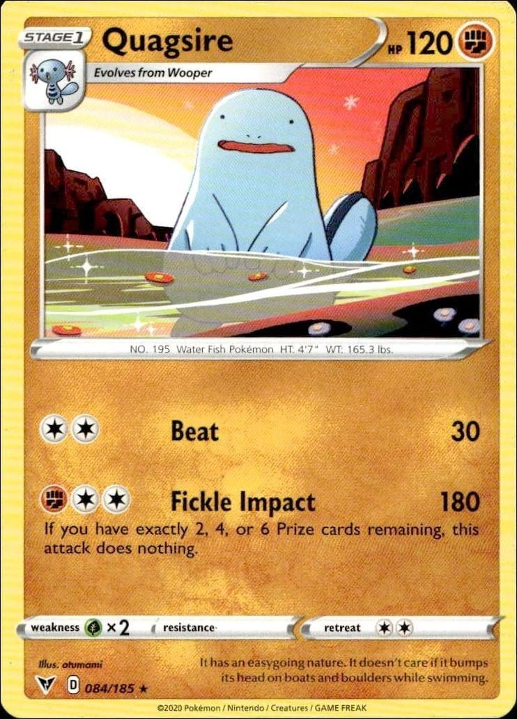 Quagsire 2020 Pokémon Vivid Voltage #084/185 Pokémon Card - Front 2020 Pokémon Vivid Voltage Quagsire #084/185 Pokémon card front