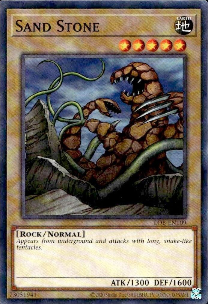 Sand Stone 2023 Yu-Gi-Oh! Legend of Blue Eyes White Dragon #LOB-EN109 Yu-Gi-Oh! Card - Front 2023 Yu-Gi-Oh! Legend of Blue Eyes White Dragon Sand Stone #LOB-EN109 Yu-Gi-Oh! card front