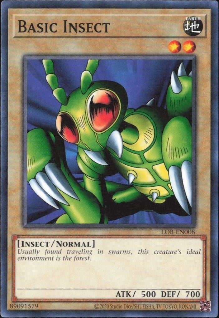 Basic Insect 2023 Yu-Gi-Oh! Legend of Blue Eyes White Dragon #LOB-EN008 Yu-Gi-Oh! Card - Front 2023 Yu-Gi-Oh! Legend of Blue Eyes White Dragon Basic Insect #LOB-EN008 Yu-Gi-Oh! card front