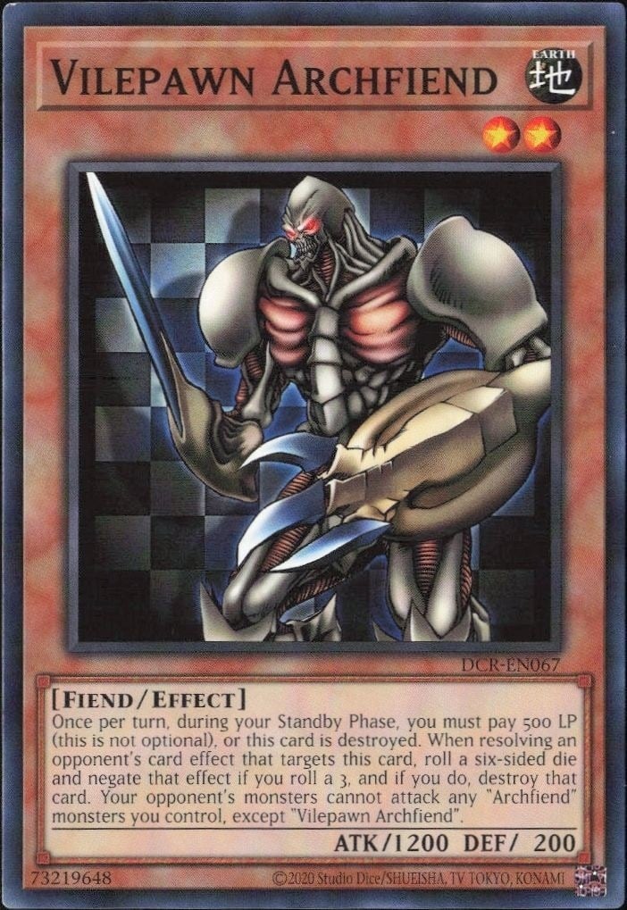 Vilepawn Archfiend 2023 Yu-Gi-Oh! Dark Crisis #DCR-EN067 Yu-Gi-Oh! Card - Front 2023 Yu-Gi-Oh! Dark Crisis Vilepawn Archfiend #DCR-EN067 Yu-Gi-Oh! card front