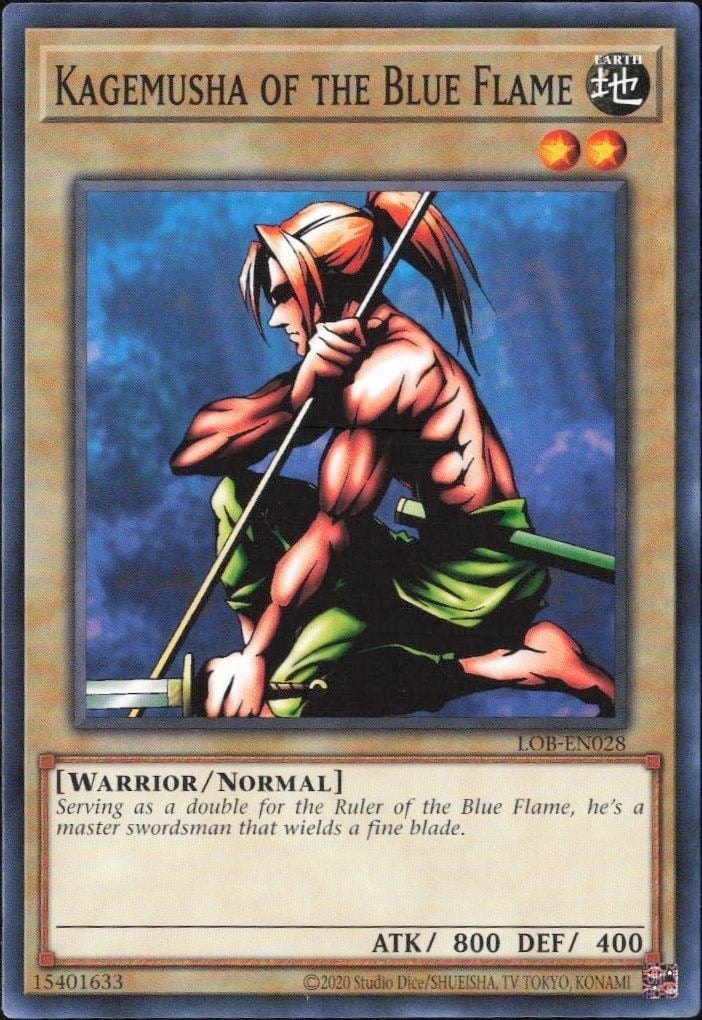 Kagemusha Of The Blue Flame 2023 Yu-Gi-Oh! Legend of Blue Eyes White Dragon #LOB-EN028 Yu-Gi-Oh! Card - Front 2023 Yu-Gi-Oh! Legend of Blue Eyes White Dragon Kagemusha Of The Blue Flame #LOB-EN028 Yu-Gi-Oh! card front
