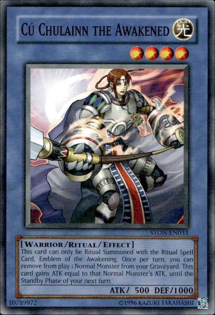 Cu Chulainn The Awakened 2007 Yu-Gi-Oh! Strike of Neos #STON-EN033 Yu-Gi-Oh! Card - Front 2007 Yu-Gi-Oh! Strike of Neos Cu Chulainn The Awakened #STON-EN033 Yu-Gi-Oh! card front