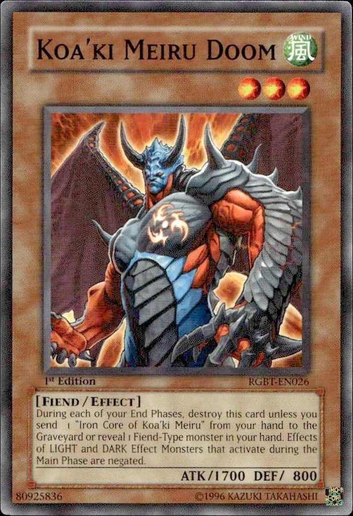 Koa'Ki Meiru Doom 2009 Yu-Gi-Oh! Raging Battle #RGBT-EN026 Yu-Gi-Oh! Card - Front 2009 Yu-Gi-Oh! Raging Battle Koa'Ki Meiru Doom #RGBT-EN026 Yu-Gi-Oh! card front