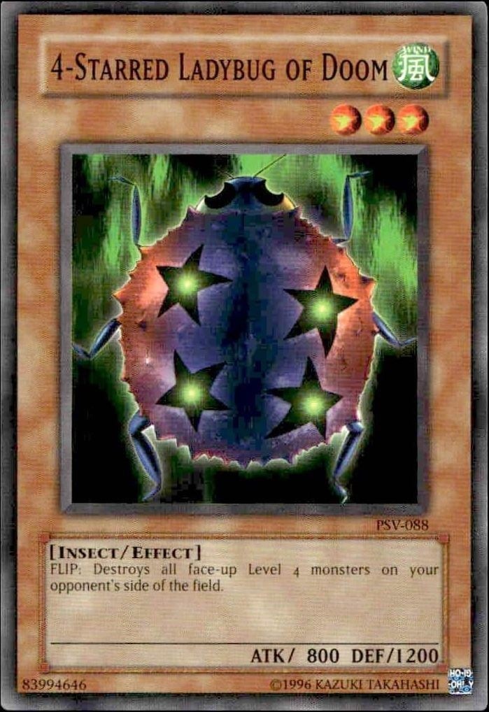 2002 Yu-Gi-Oh Pharaoh's Servant 4-Starred Ladybug Of Doom #PSV-088 trading card