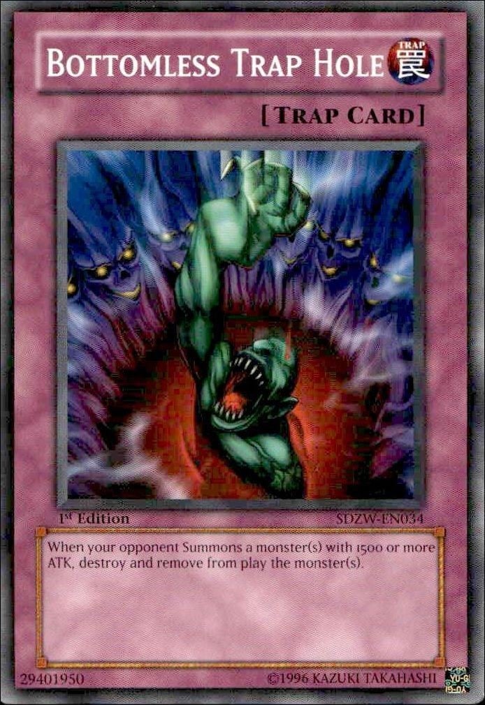 Bottomless Trap Hole 2003 Yu-Gi-Oh! Legacy of Darkness #LOD-EN092 Yu-Gi-Oh! Card - Front 2003 Yu-Gi-Oh! Legacy of Darkness Bottomless Trap Hole #LOD-EN092 Yu-Gi-Oh! card front