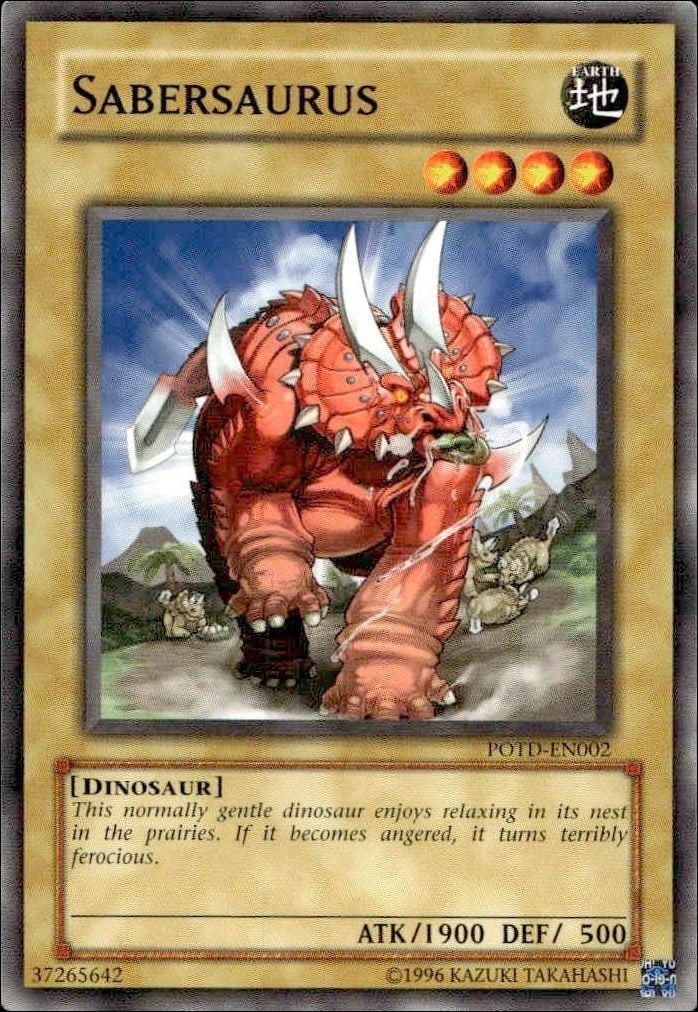 2006 Yu-Gi-Oh Duelist League Promo Sabersaurus #DL16-EN001 trading card