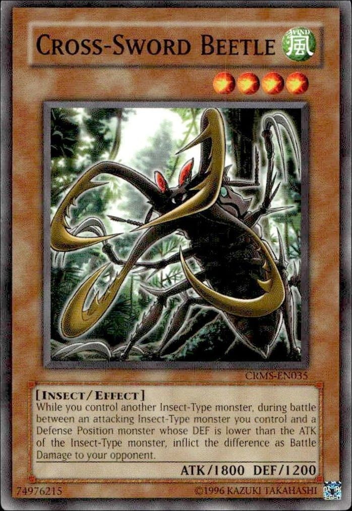 Cross-Sword Beetle 2009 Yu-Gi-Oh! Crimson Crisis #CRMS-EN035 Yu-Gi-Oh! Card - Front 2009 Yu-Gi-Oh! Crimson Crisis Cross-Sword Beetle #CRMS-EN035 Yu-Gi-Oh! card front