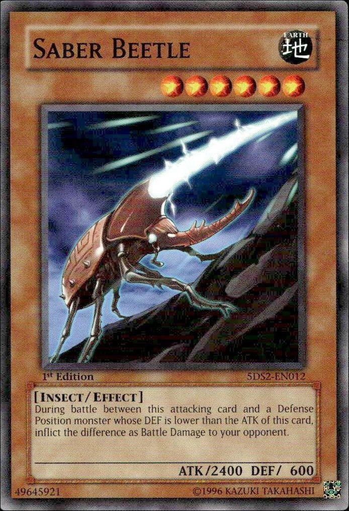 Saber Beetle 2009 Yu-Gi-Oh! 5d's Starter Deck 2009 #5DS2-EN012 Yu-Gi-Oh! Card - Front 2009 Yu-Gi-Oh! 5d's Starter Deck 2009 Saber Beetle #5DS2-EN012 Yu-Gi-Oh! card front